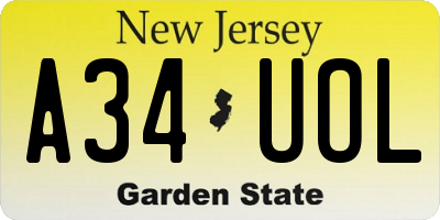 NJ license plate A34UOL