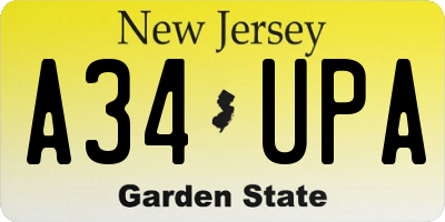 NJ license plate A34UPA