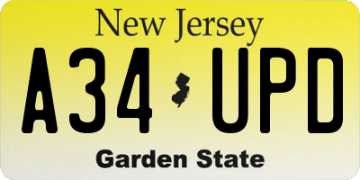 NJ license plate A34UPD
