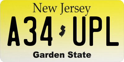 NJ license plate A34UPL