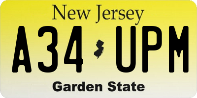 NJ license plate A34UPM