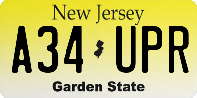 NJ license plate A34UPR