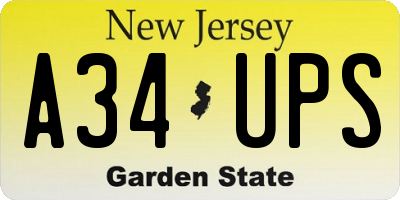 NJ license plate A34UPS