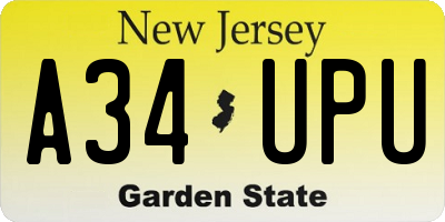 NJ license plate A34UPU