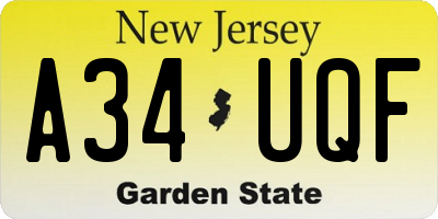 NJ license plate A34UQF
