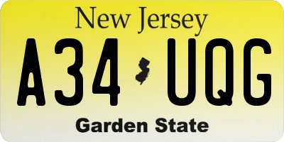 NJ license plate A34UQG