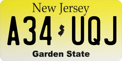 NJ license plate A34UQJ