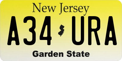 NJ license plate A34URA