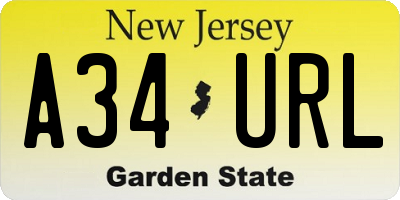 NJ license plate A34URL