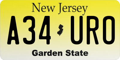 NJ license plate A34URO