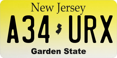 NJ license plate A34URX