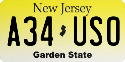 NJ license plate A34USO
