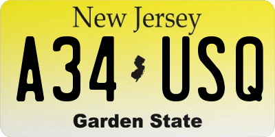 NJ license plate A34USQ