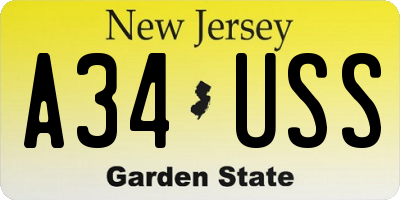 NJ license plate A34USS