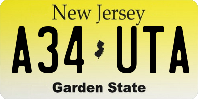 NJ license plate A34UTA
