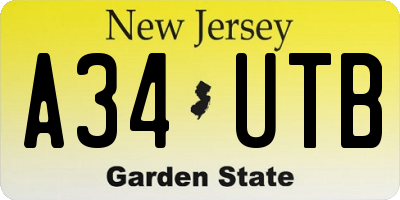 NJ license plate A34UTB