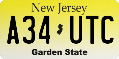 NJ license plate A34UTC