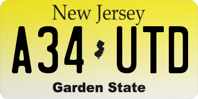 NJ license plate A34UTD