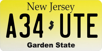 NJ license plate A34UTE