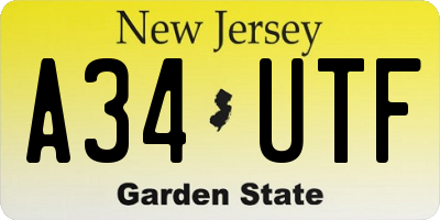 NJ license plate A34UTF