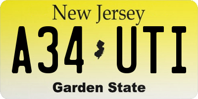 NJ license plate A34UTI