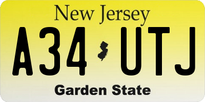 NJ license plate A34UTJ