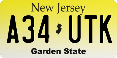 NJ license plate A34UTK