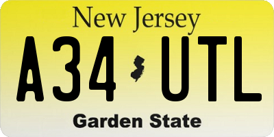 NJ license plate A34UTL