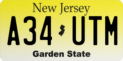 NJ license plate A34UTM