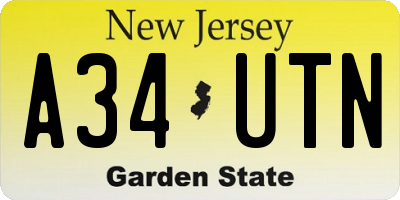 NJ license plate A34UTN