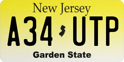NJ license plate A34UTP