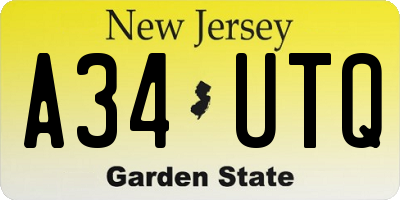 NJ license plate A34UTQ