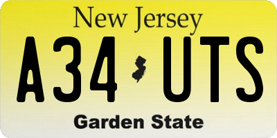 NJ license plate A34UTS