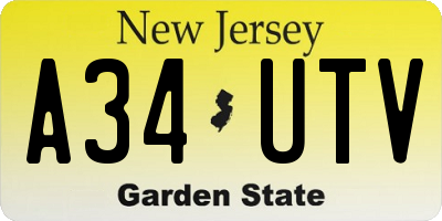 NJ license plate A34UTV