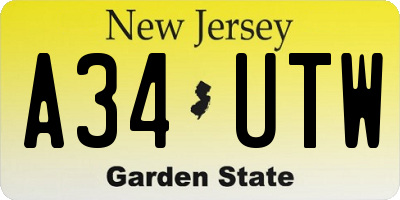 NJ license plate A34UTW