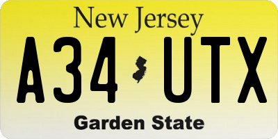 NJ license plate A34UTX