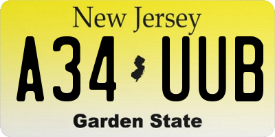 NJ license plate A34UUB