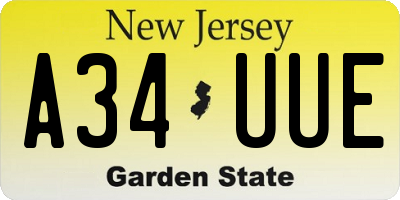 NJ license plate A34UUE