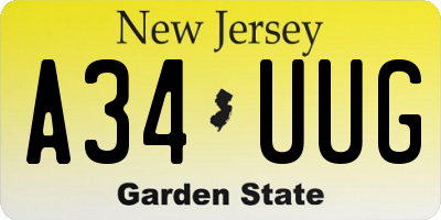 NJ license plate A34UUG