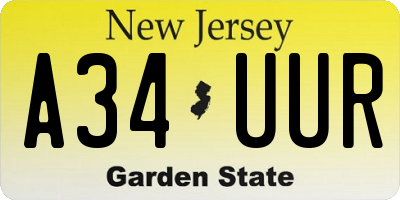 NJ license plate A34UUR