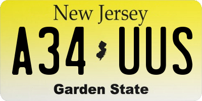 NJ license plate A34UUS