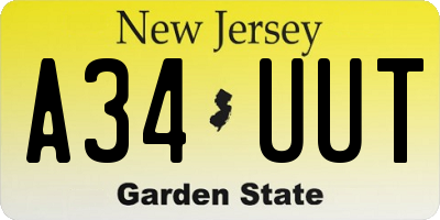 NJ license plate A34UUT