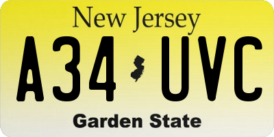 NJ license plate A34UVC