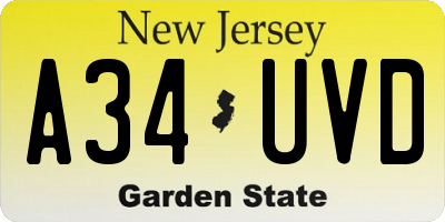 NJ license plate A34UVD