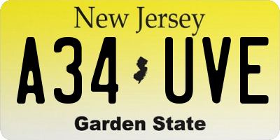 NJ license plate A34UVE