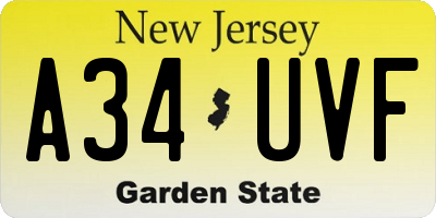 NJ license plate A34UVF