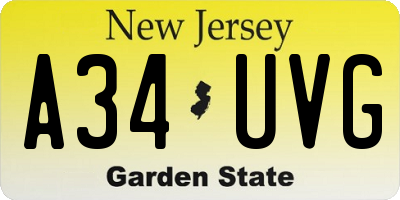NJ license plate A34UVG