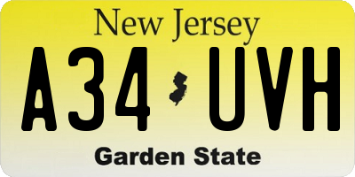 NJ license plate A34UVH