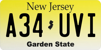 NJ license plate A34UVI