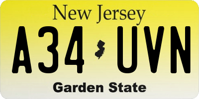 NJ license plate A34UVN